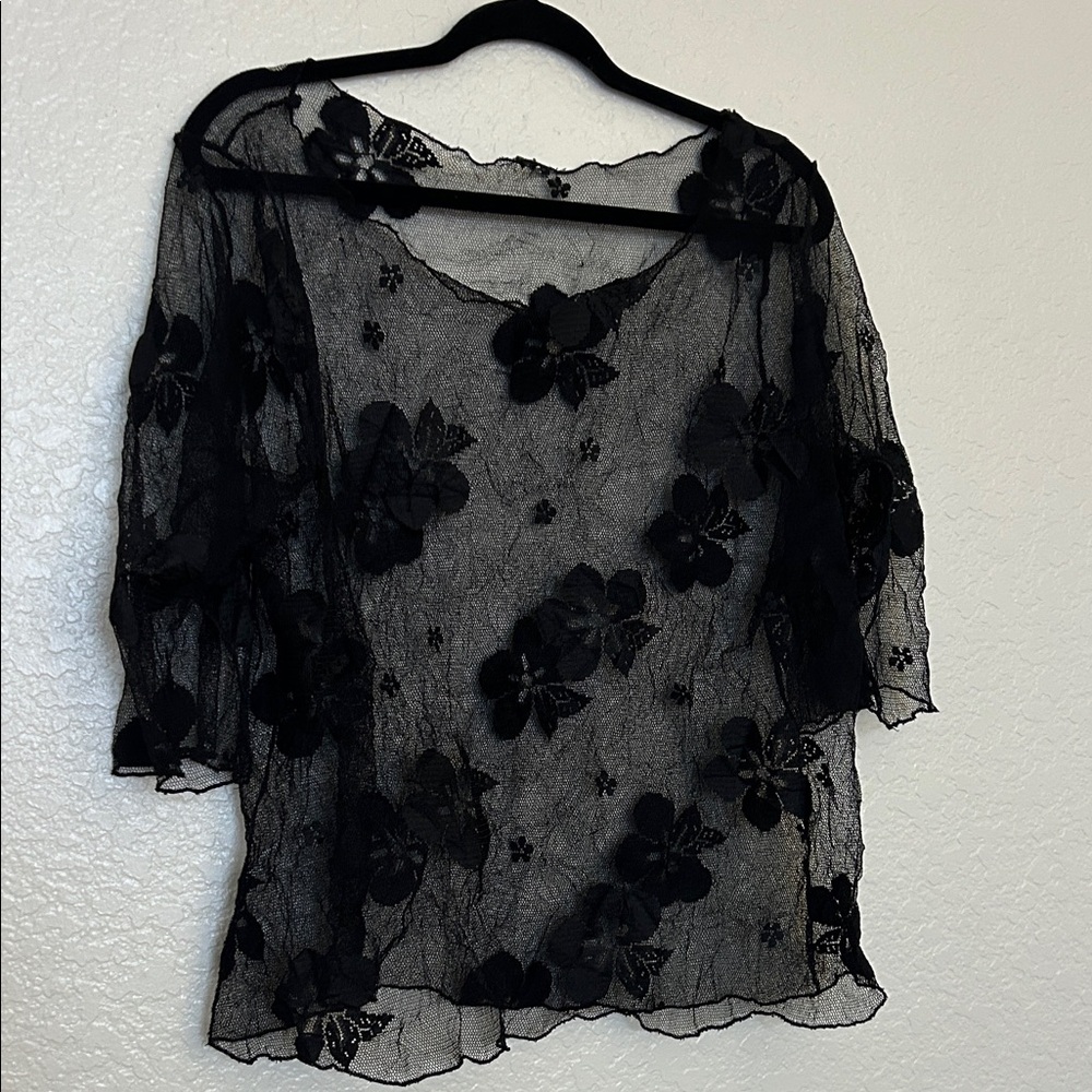 Elegant Black Lace Floral Top